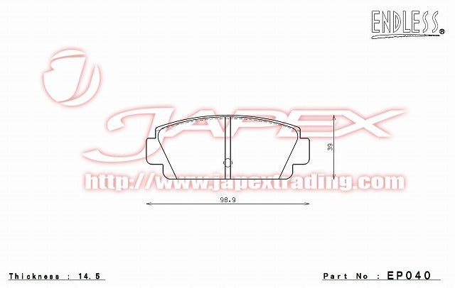 ENDLESS SSS Rear Brake Pads EP040 for CELICA TA41 / TA42 / TA46 / TA47 / RA40 / RA46
