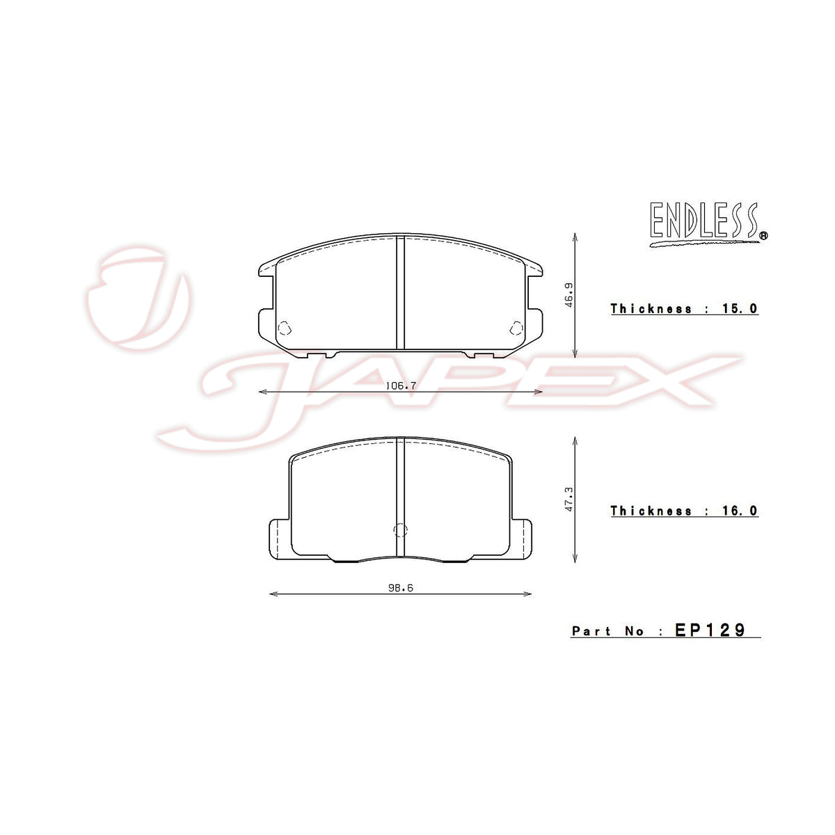 ENDLESS SR01 Front & Rear Brake Pad Set EP278 / EP129 for MR2 SW20