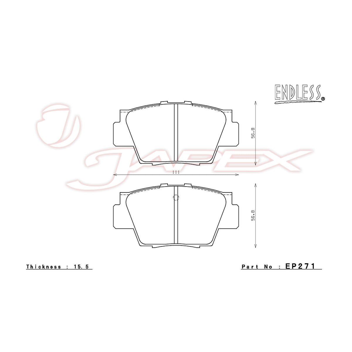 ENDLESS SR01 Rear Brake Pads EP271 for NSX NA1 / NA2