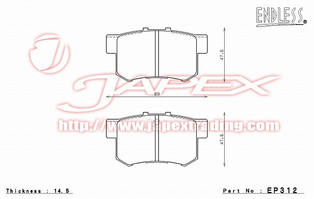 ENDLESS MX72 Rear Brake Pads EP312 for ACCORD WAGON CB9