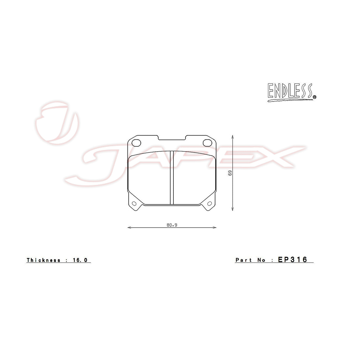 ENDLESS SR01 Front & Rear Brake Pad Set EP315 / EP316 for CELICA ST205