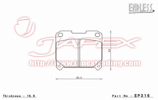 ENDLESS SSS Rear Brake Pads EP316 for SUPRA JZA80