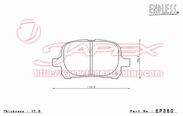 ENDLESS SSS Front Brake Pads EP360 for MARK II QUALIS MCV20W / MCV21W