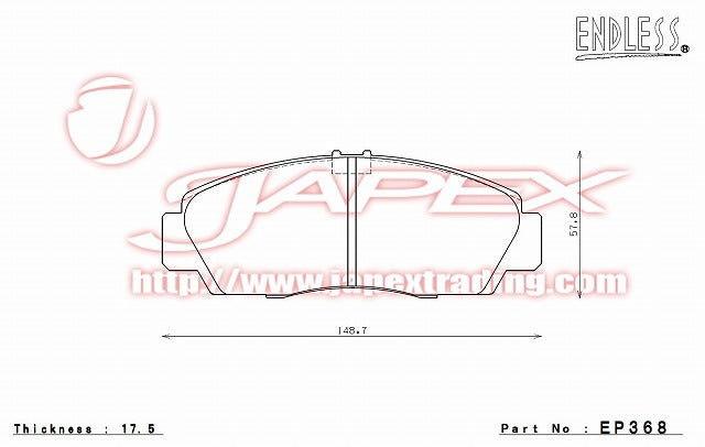 ENDLESS SSS Front Brake Pads EP368 for ACCORD TOURER CW2