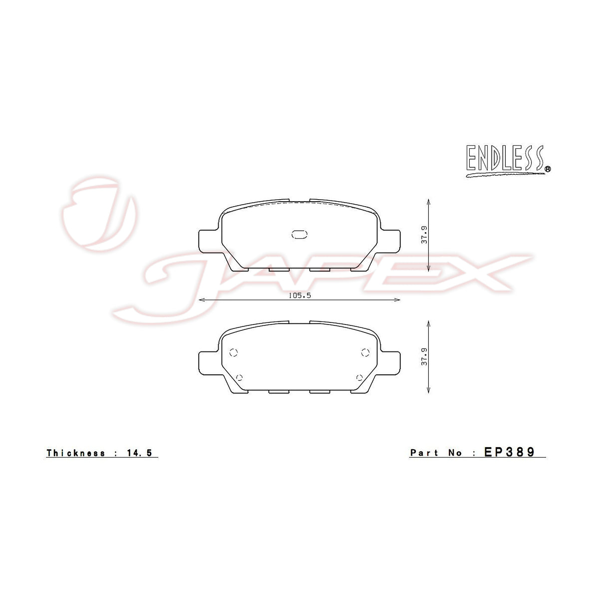 ENDLESS SSS Rear Brake Pads EP389 for PRIMERA WAGON WTNP12