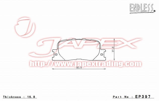 ENDLESS SSS Rear Brake Pads EP397 for KLUGER MCU20W / MCU25W / ACU20W / ACU25W