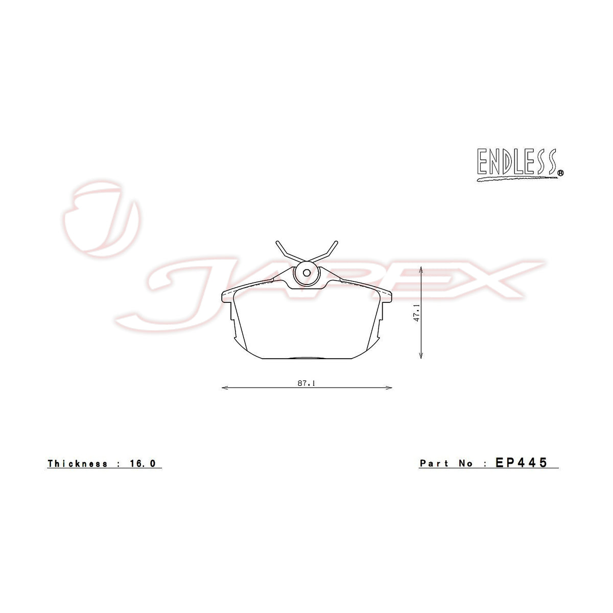 ENDLESS SR01 Front & Rear Brake Pad Set EP444 / EP445 for COLT Z27AG