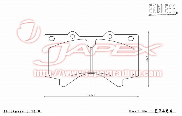 ENDLESS SSS Front Brake Pads EP464 for LANDCRUISER 200 UZJ200W / URJ202W