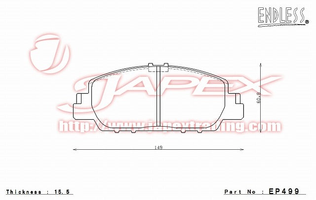 ENDLESS SSS Front Brake Pads EP499 for ACCORD HYBRID CR6