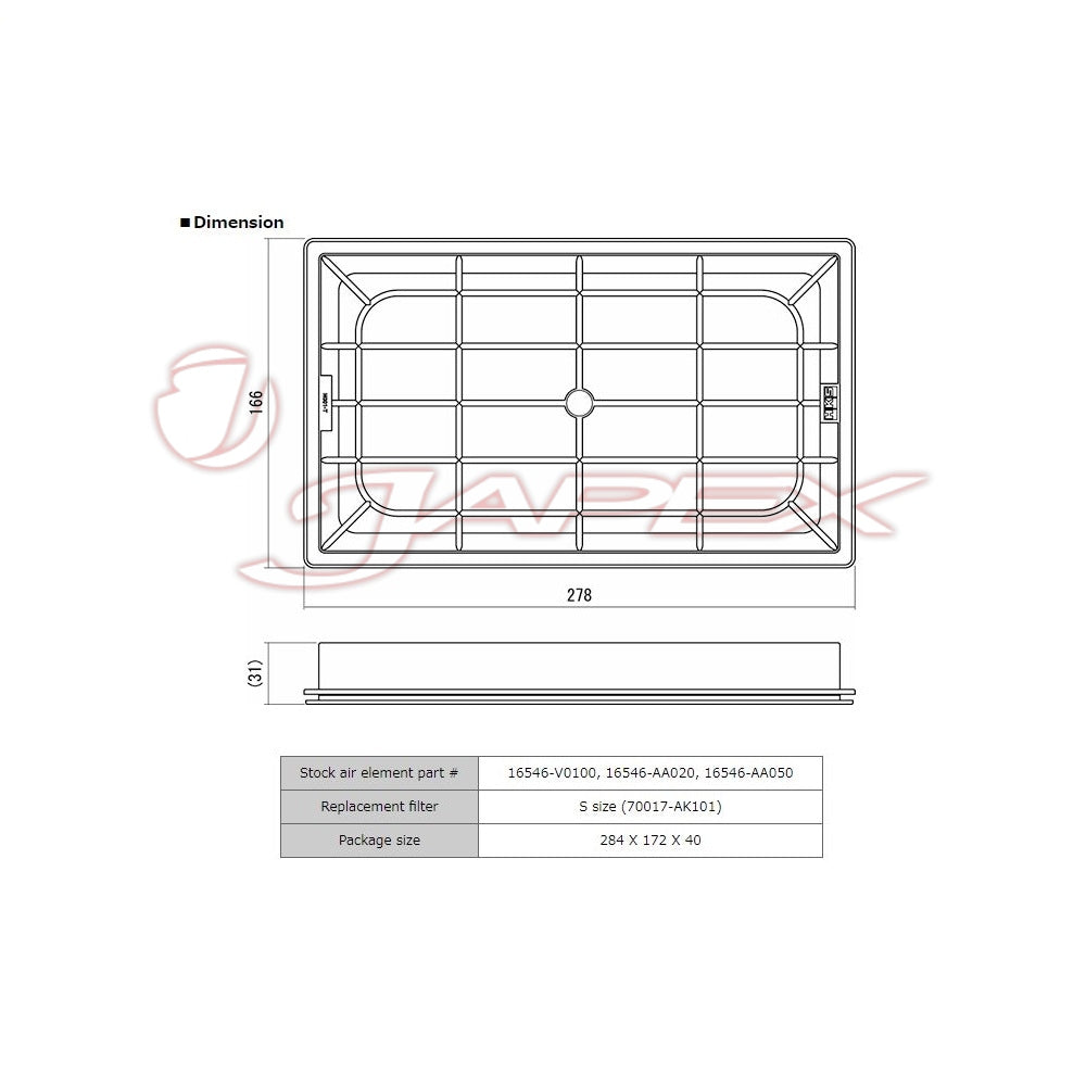 HKS Super Air Filter 70017-AN101 for BLUEBIRD EU14