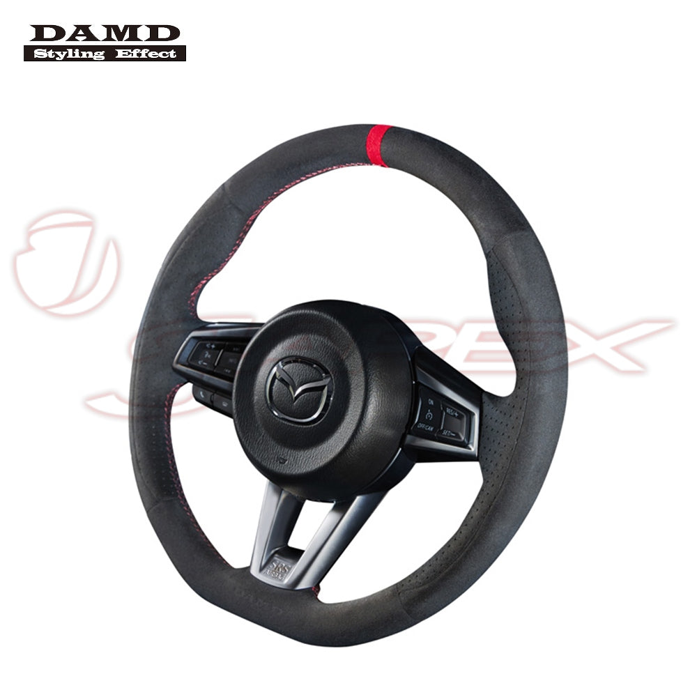 DAMD Sports Steering Wheel Ultra Suede With Red Euro Stitch SS358-M for ROADSTER ND5RC