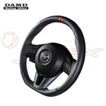 DAMD Sports Steering Wheel Napa Leather With Red Euro Stitch SS360-M for AXELA BM2FP / BM5AP / BMLFP