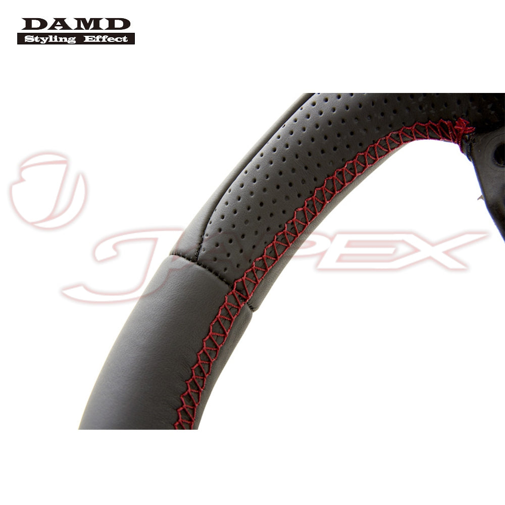 DAMD Sports Steering Wheel Napa Leather With Red Euro Stitch SS360-M for DEMIO DJ5FS / DJLAS / DJLFS