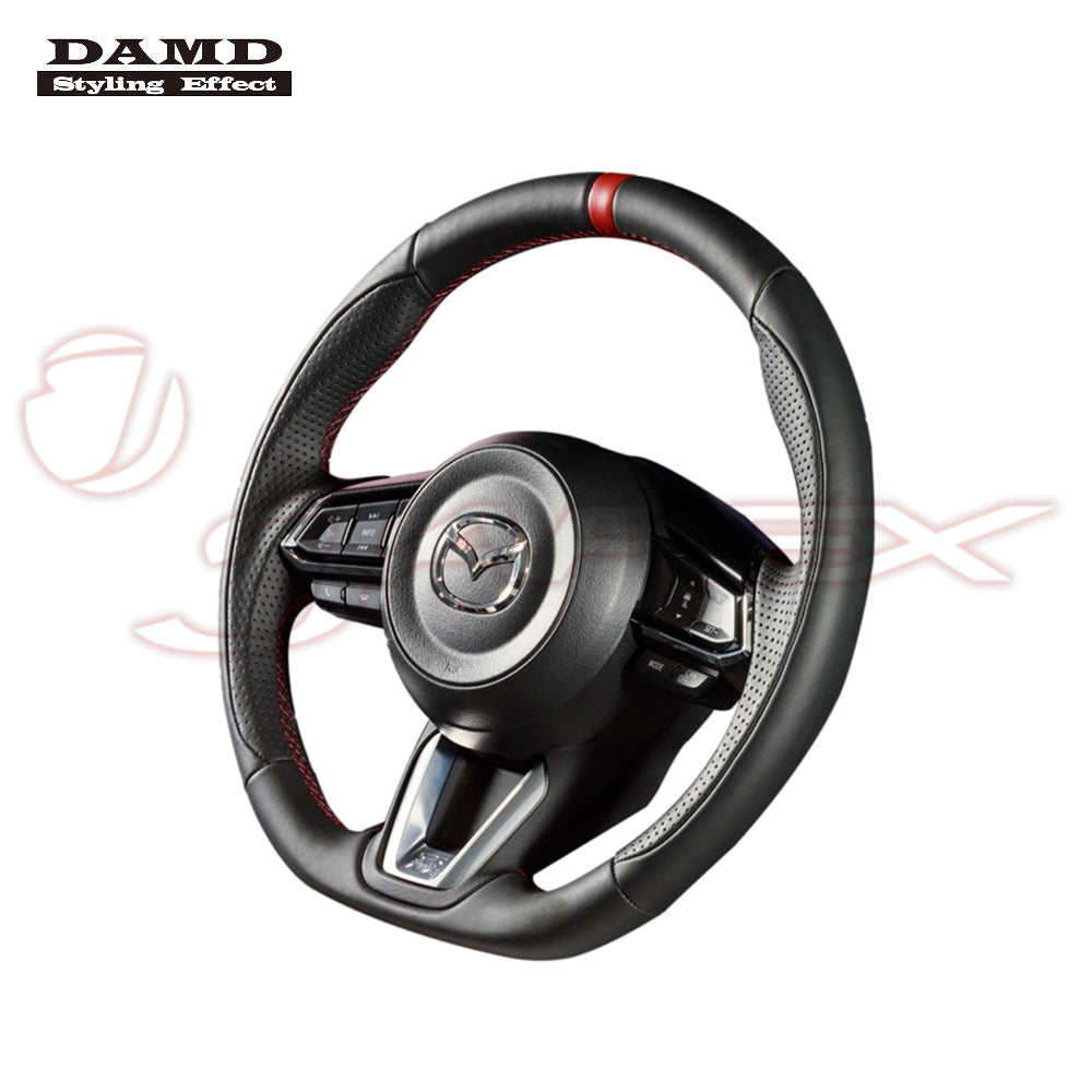 DAMD Sports Steering Wheel Napa Leather With Red Euro Stitch SS360-M(L) for CX-8 KG2P / KG5P