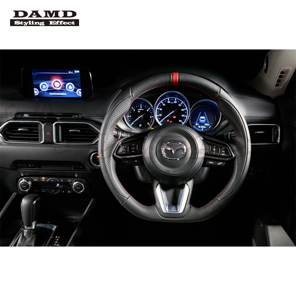 DAMD Sports Steering Wheel Napa Leather With Red Euro Stitch SS360-M(L) for AXELA HYBRID BYEFP