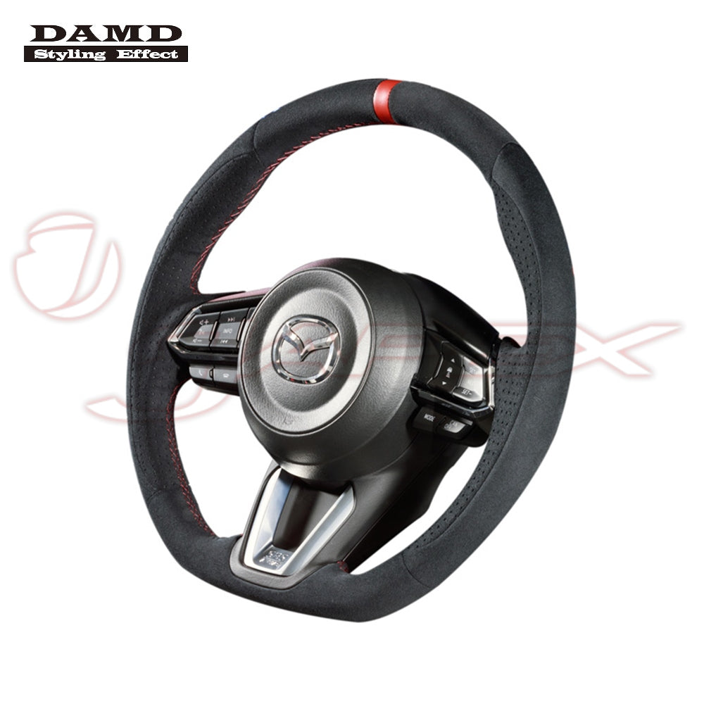 DAMD Sports Steering Wheel Ultra Suede With Red Euro Stitch SS360-M(L) for AXELA HYBRID BYEFP