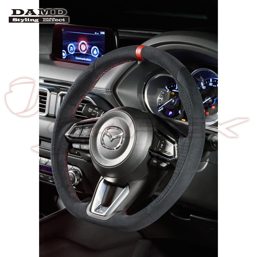 DAMD Sports Steering Wheel Ultra Suede With Red Euro Stitch SS360-M(L) for CX-5 KF2P / KF5 / KFEP