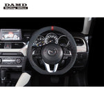 DAMD Sports Steering Wheel Ultra Suede With Red Euro Stitch SS365-M for ATENZA WAGON GJ2AW / GJ2FW / GJ5FW / GJEFW