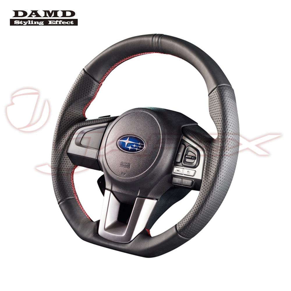 DAMD Sports Steering Wheel Black Leather With Red Stitch SS362-RX for FORESTER SJ5 / SJG