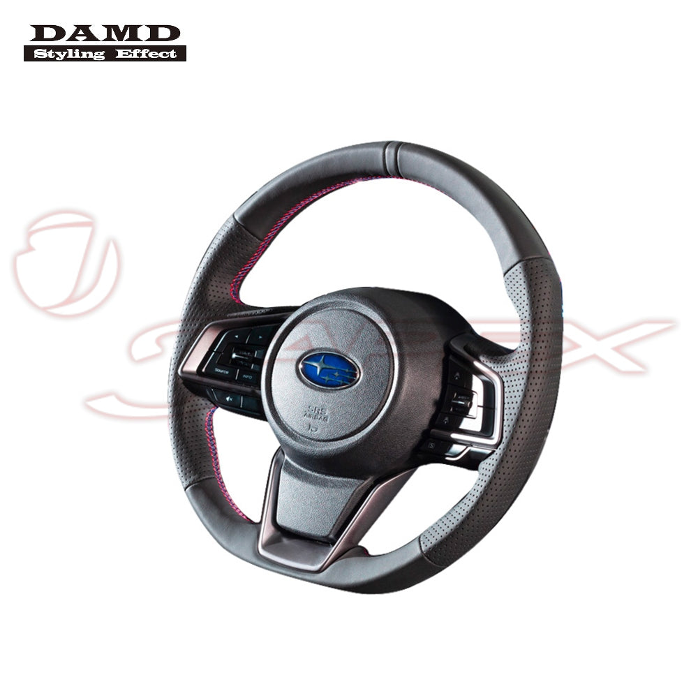 DAMD Sports Steering Wheel Black Leather With Blue And Red Cross Stitch SS359-GT for FORESTER SK9 / SKE