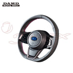 DAMD Sports Steering Wheel Black Leather With Blue And Red Cross Stitch SS359-GT for IMPREZA G4 GK2 / GK3 / GK6 / GK7
