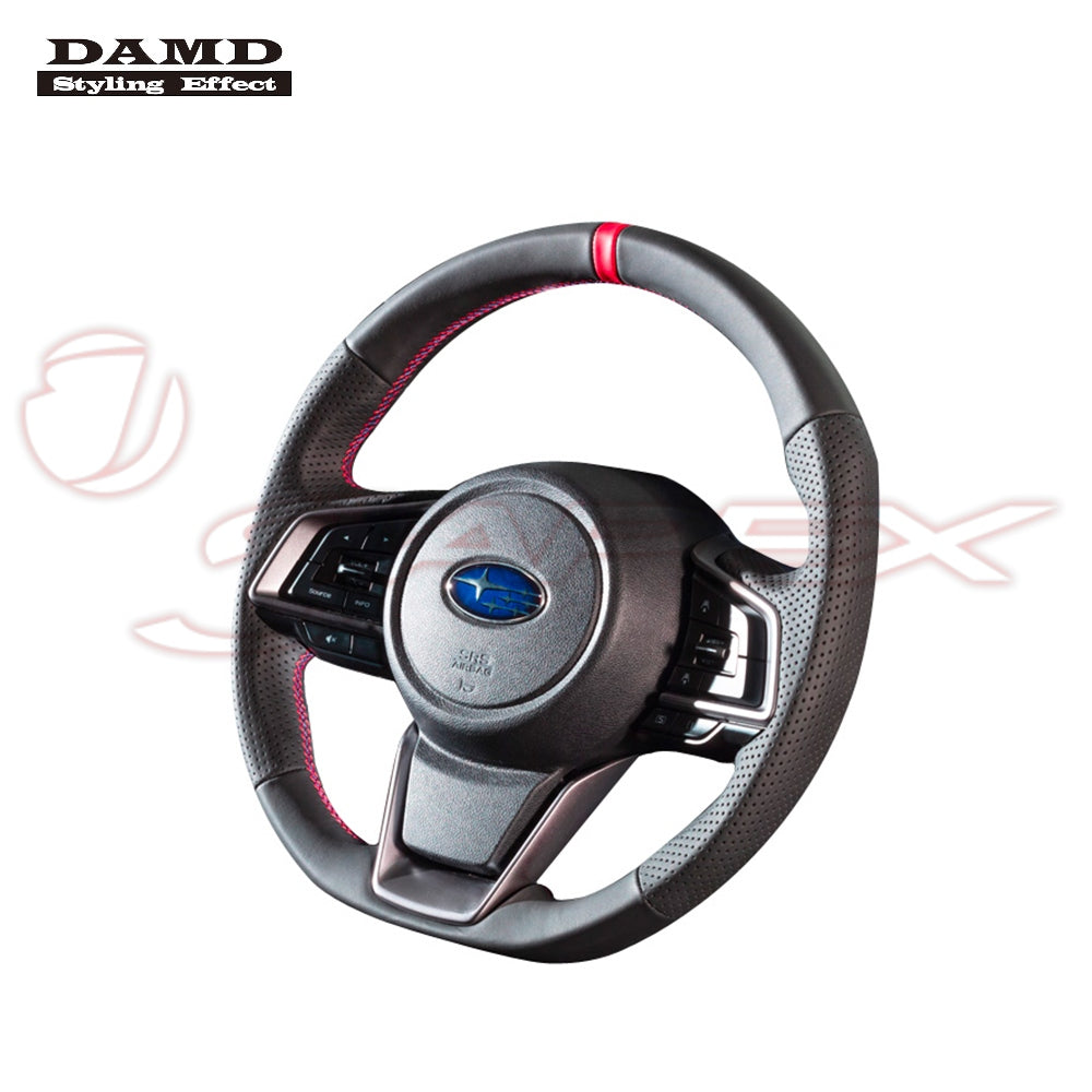 DAMD Sports Steering Wheel Black Leather With Blue And Red Cross Stitch SS359-GT for FORESTER SK9 / SKE